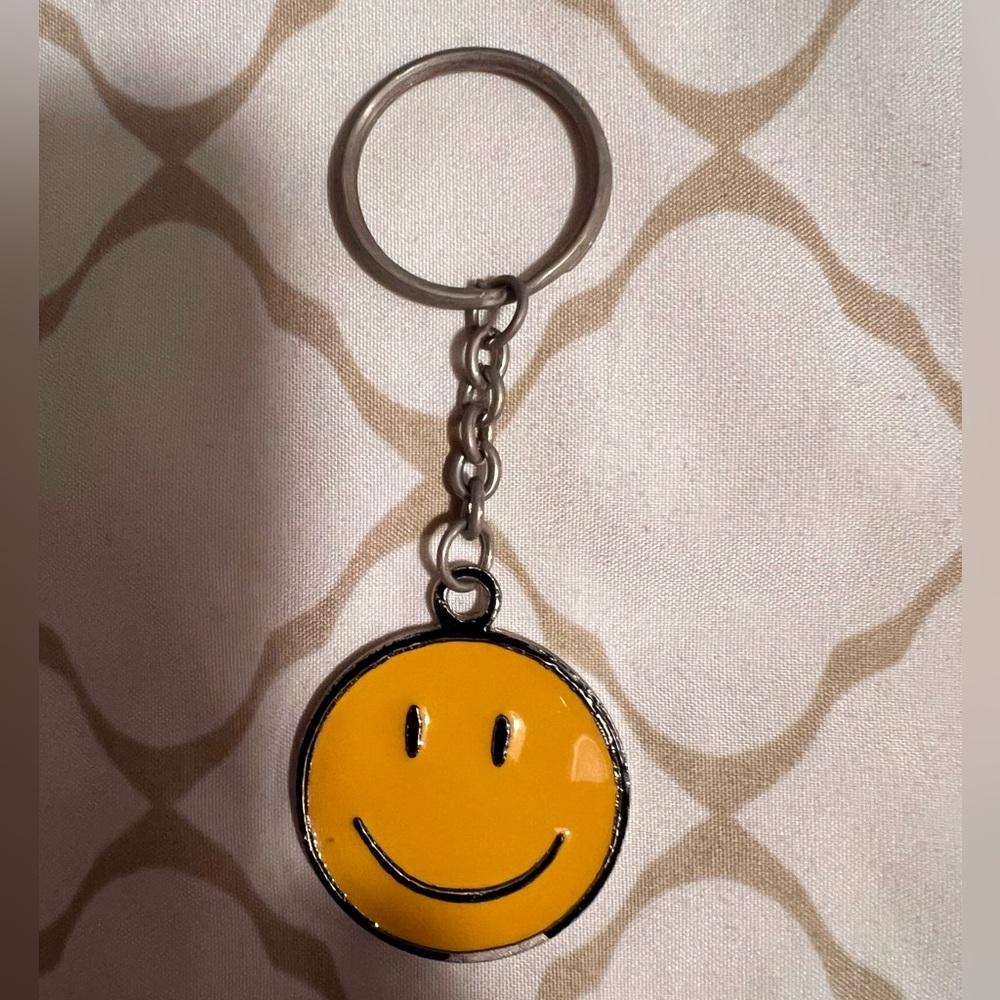 Vintage smiley face and Coca Cola keychain , used - please read description